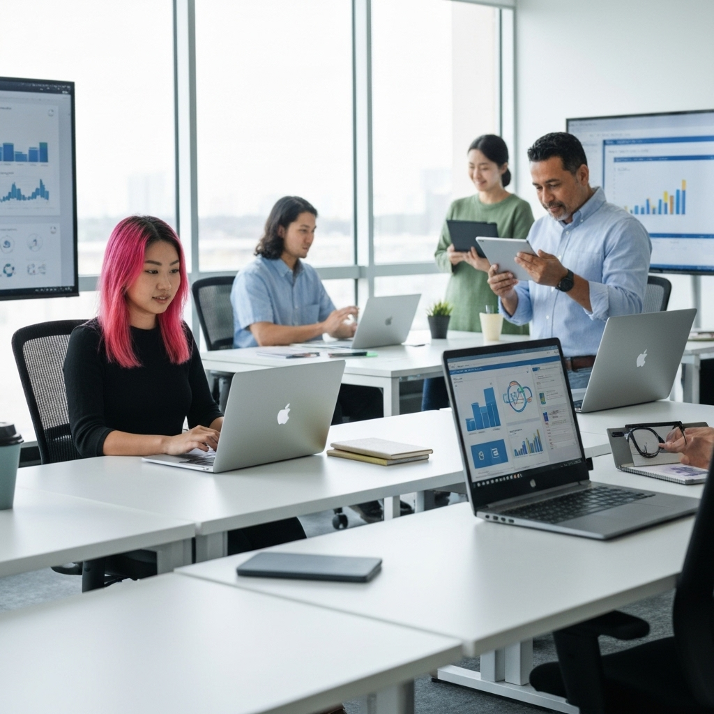 Modern Office Workspace with Microsoft 365